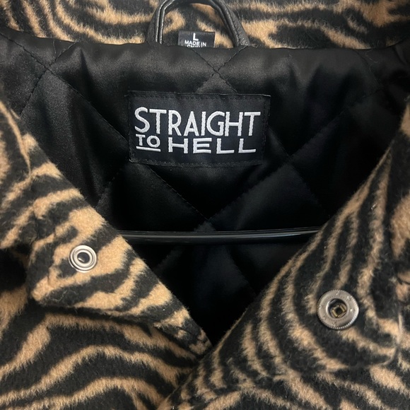 Straight to Hell Men's Zebra Print Bomber Jacket - Picture 2 of 14